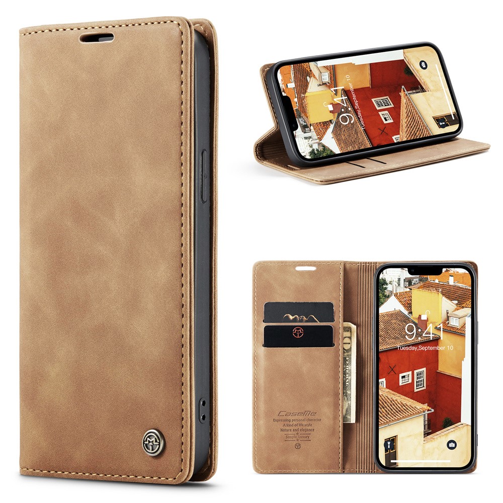 CASEME CASEME iPhone 15 Plus Fodral Flip Retro Läder Brun