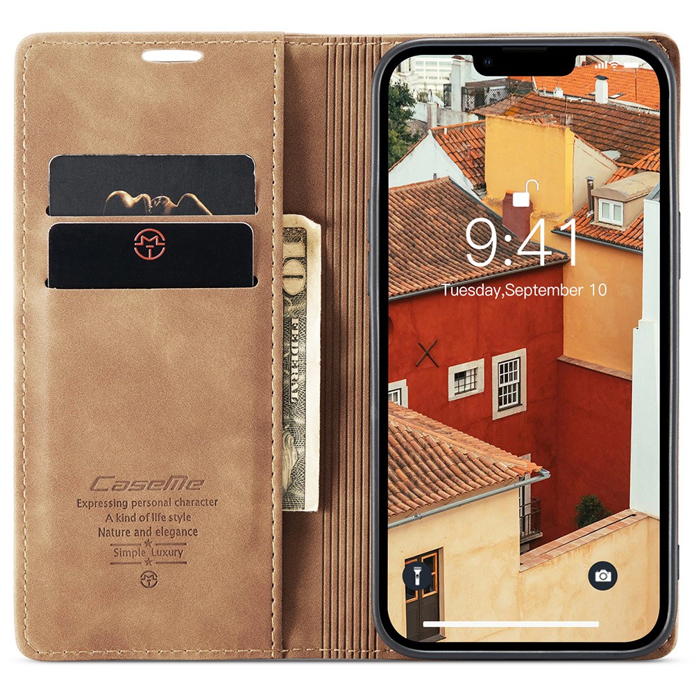 CASEME CASEME iPhone 15 Plus Fodral Flip Retro Läder Brun