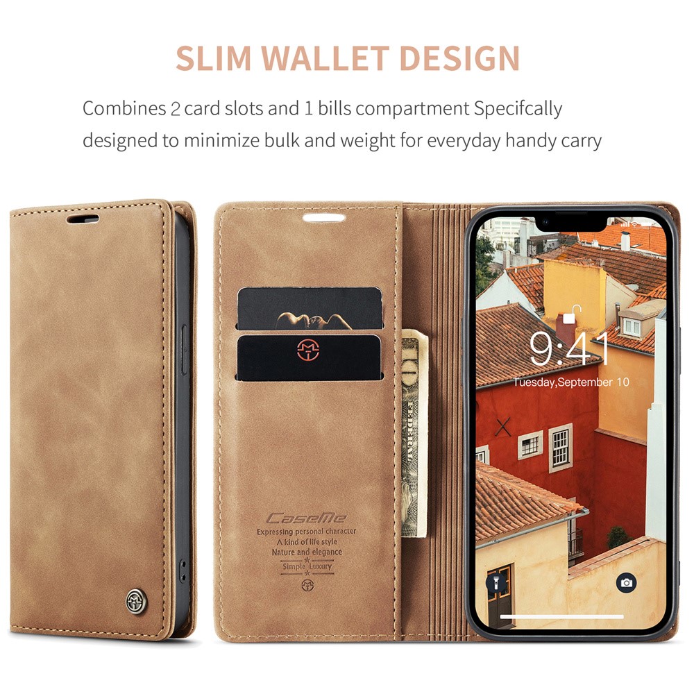 CASEME CASEME iPhone 15 Plus Fodral Flip Retro Läder Brun