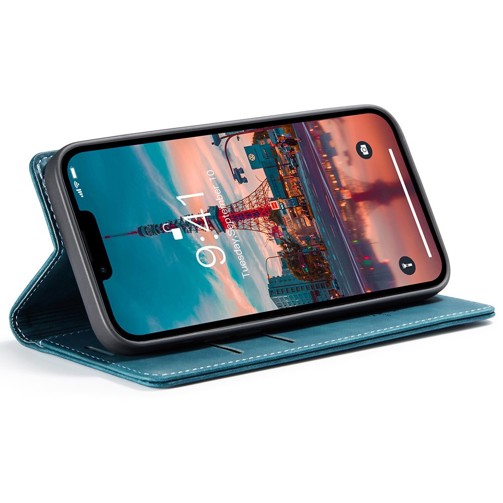 CASEME CASEME iPhone 15 Plus Fodral Flip Retro Läder Blå