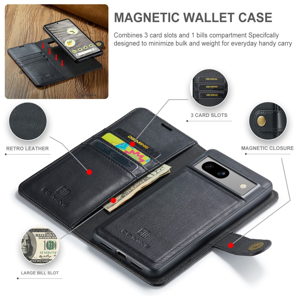DG.MING DG.MING Google Pixel 7A 2in1 Magnet Fodral / Skal Svart