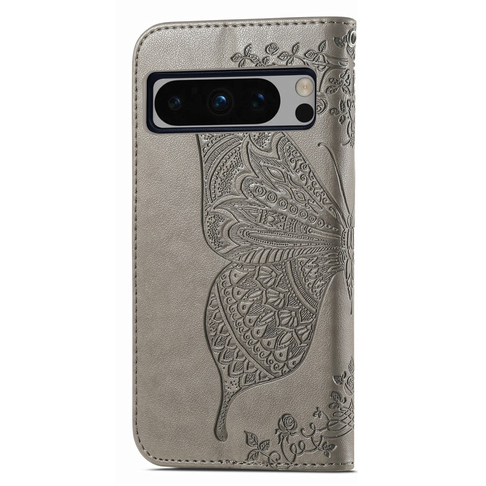  Google Pixel 8 Pro Fodral Med Tryck Fjäril Grå