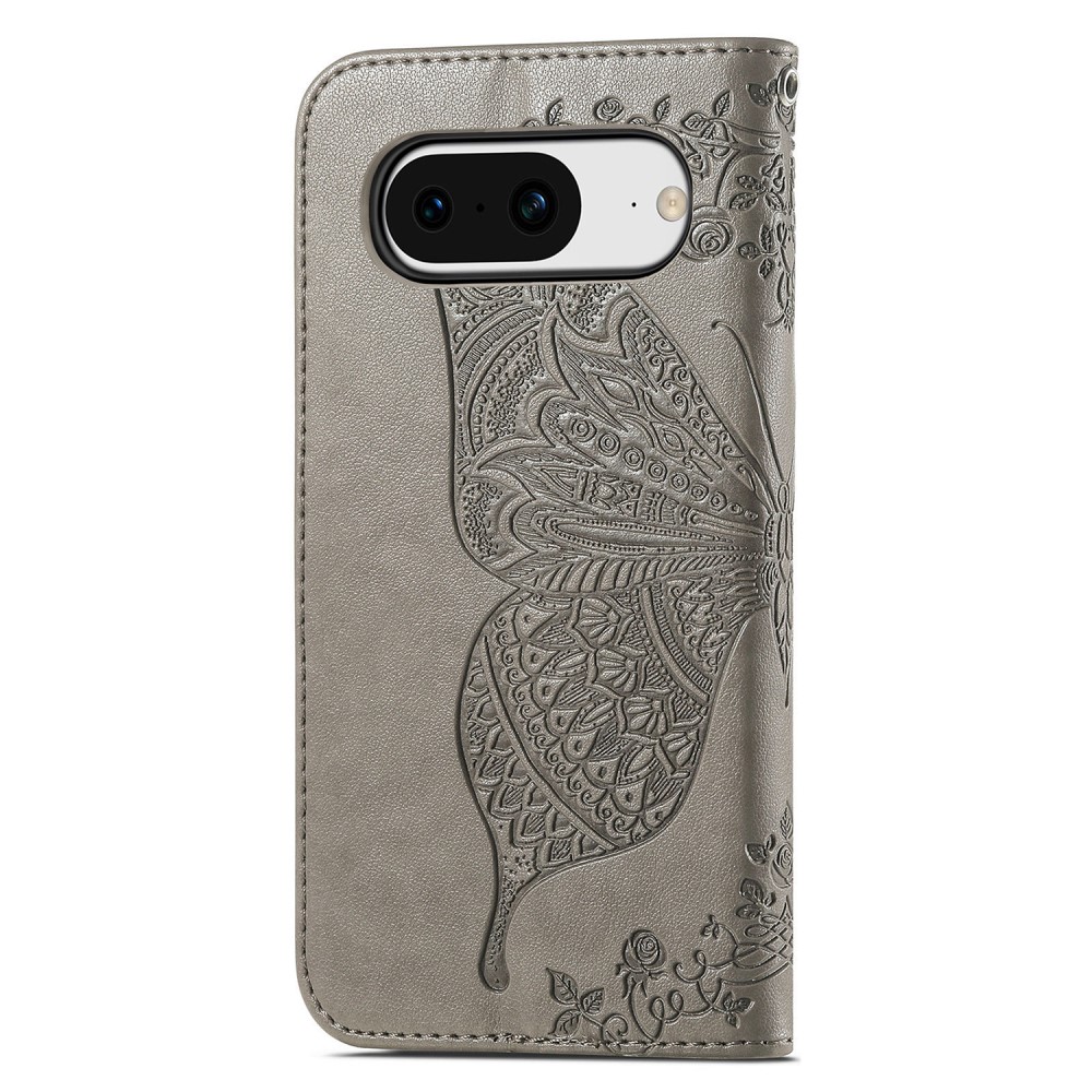  Google Pixel 8 Fodral Med Tryck Fjäril Grå