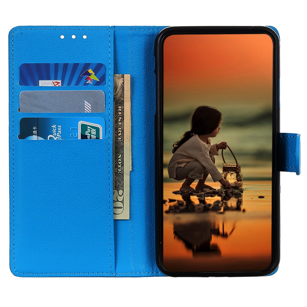  Google Pixel 8 Pro Fodral Litchi Läder Blå