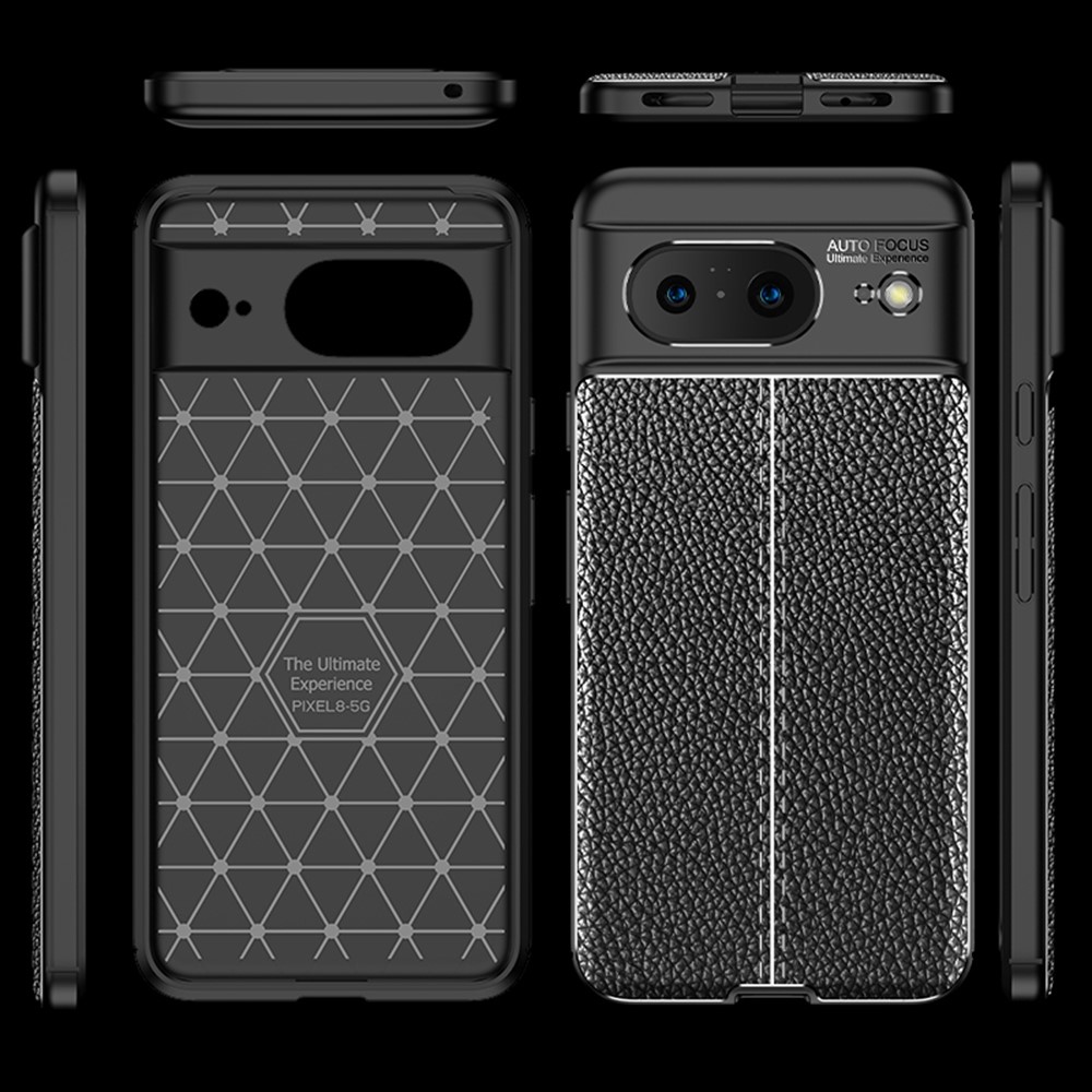  Google Pixel 8 Skal Litchi Textur Svart