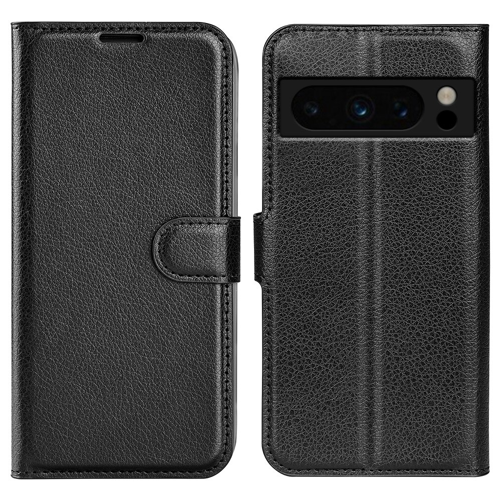  Google Pixel 8 Pro Fodral Litchi Textur Svart