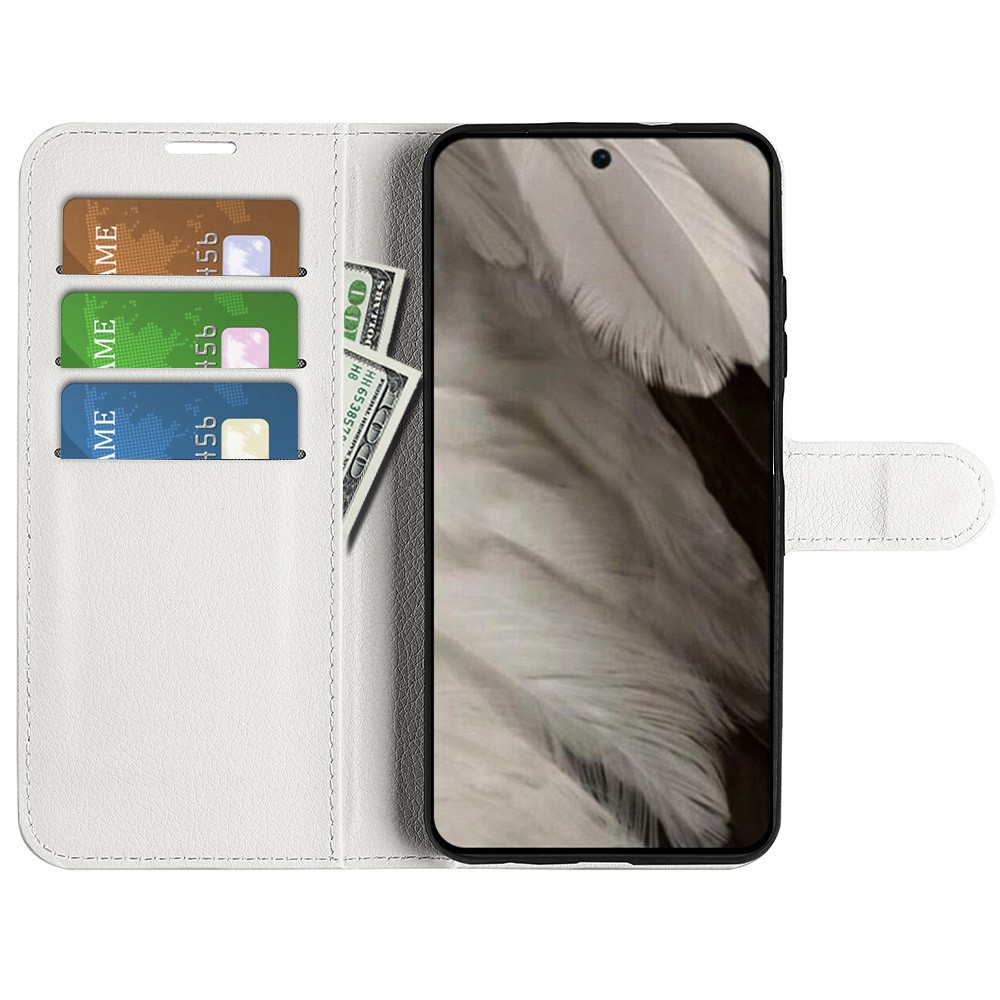  Google Pixel 8 Pro Fodral Litchi Textur Vit