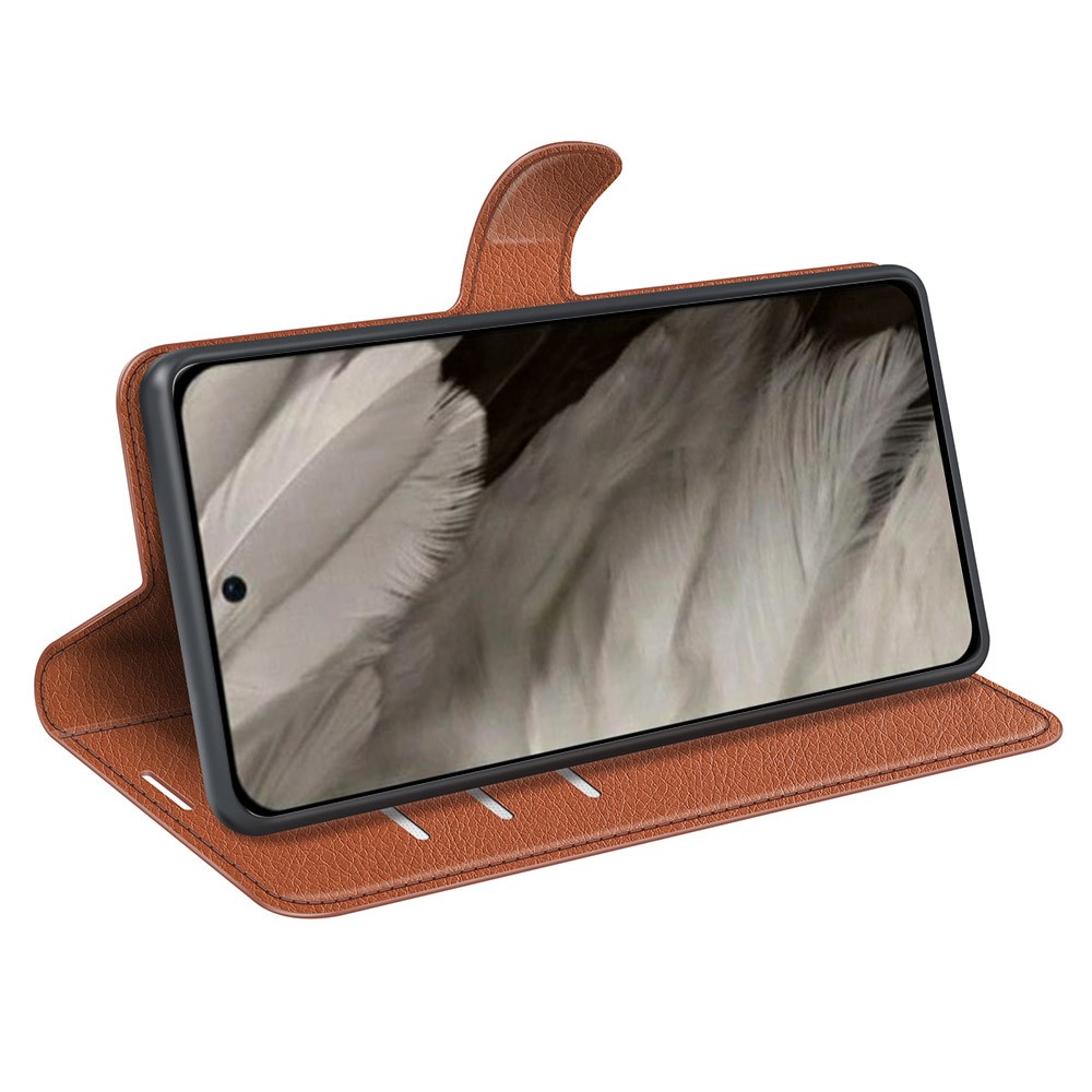  Google Pixel 8 Pro Fodral Litchi Textur Brun