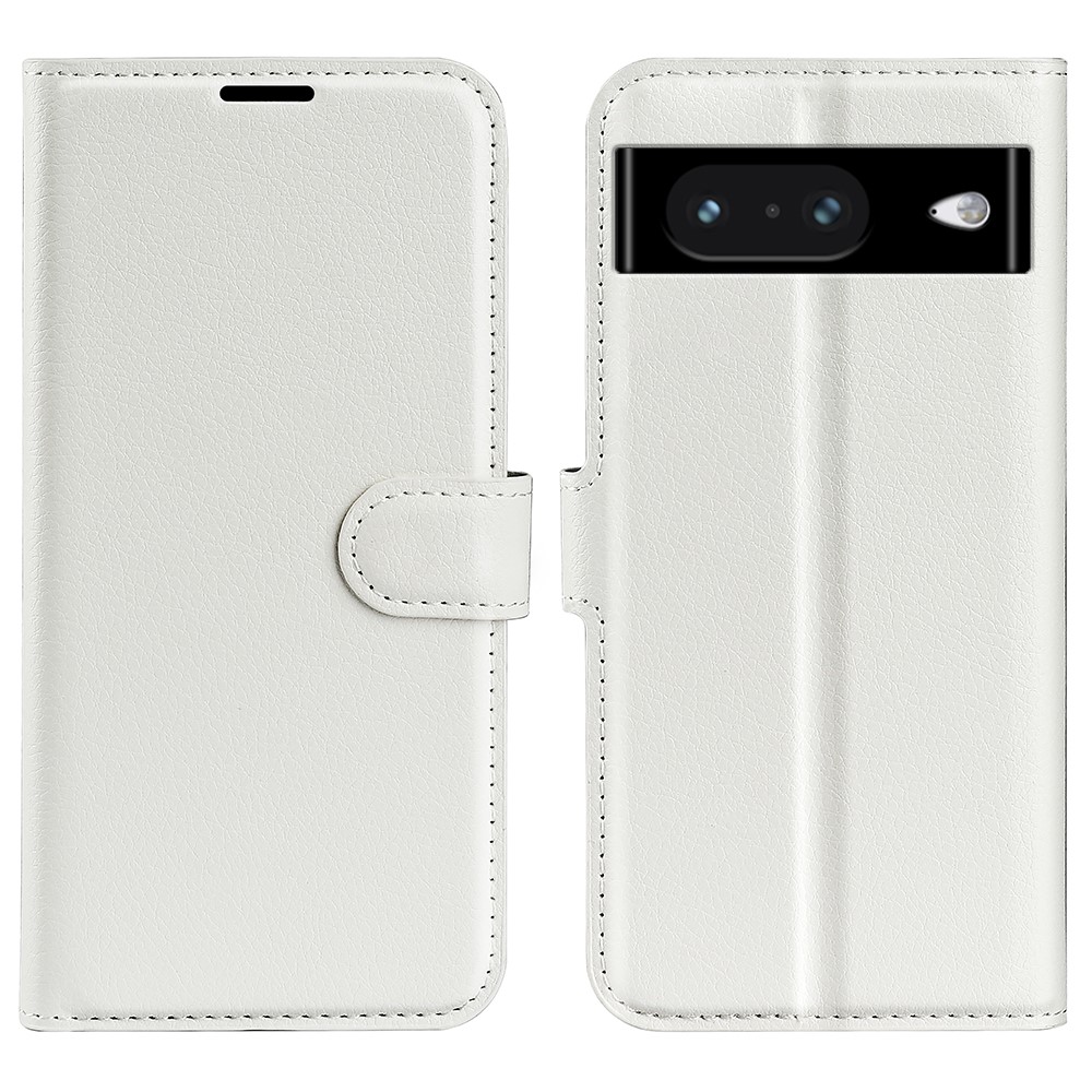  Google Pixel 8 Fodral Litchi Textur Vit