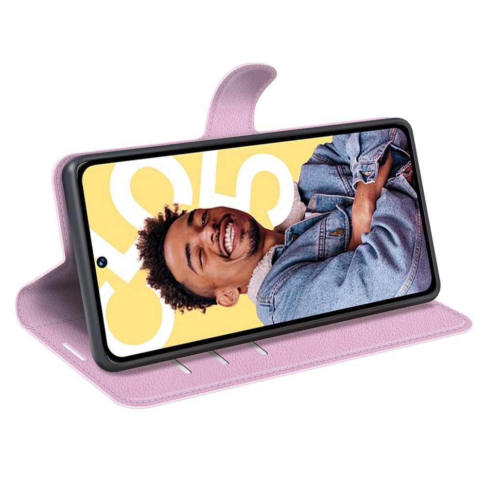  Google Pixel 8 Fodral Litchi Textur Ljus Rosa