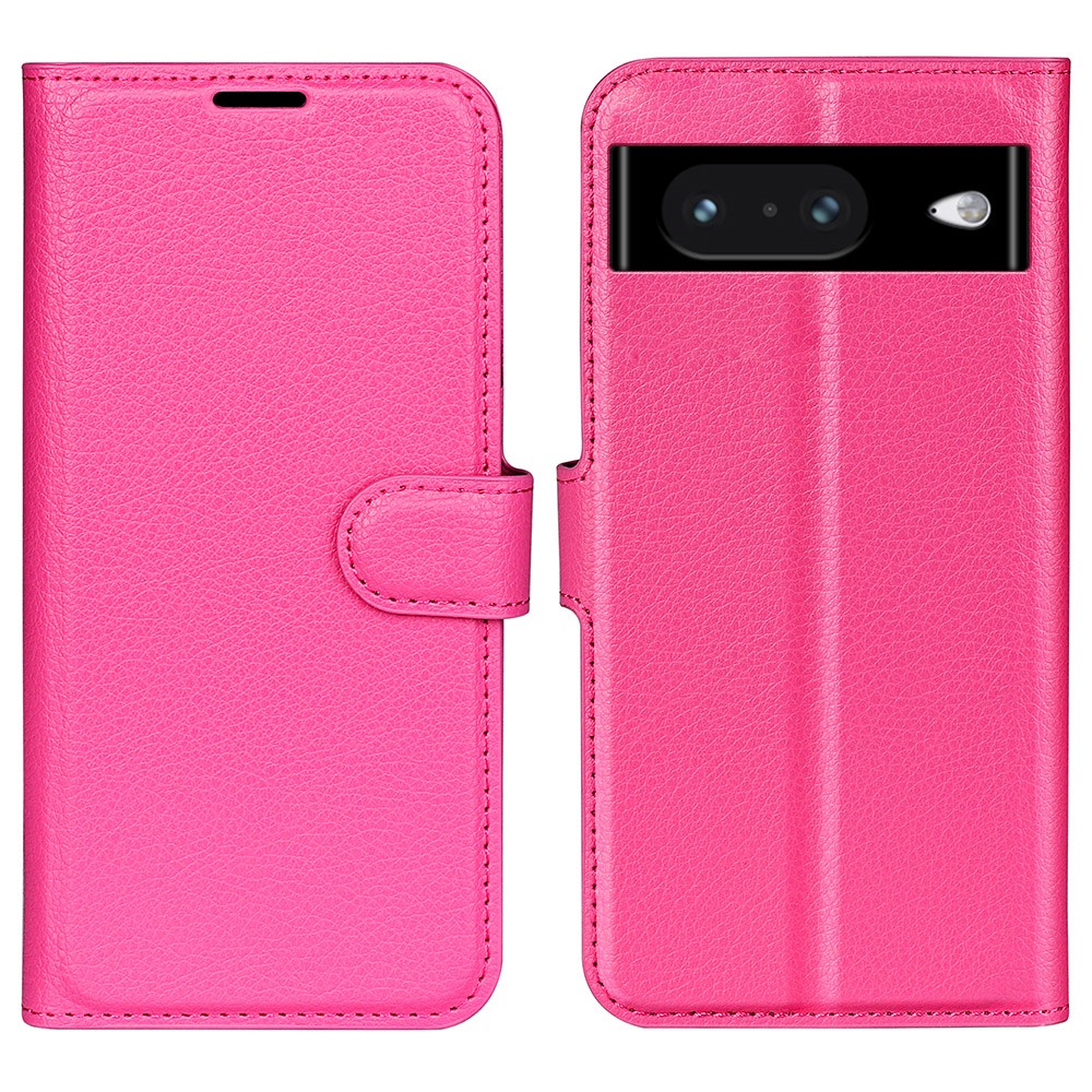  Google Pixel 8 Fodral Litchi Textur Rosa