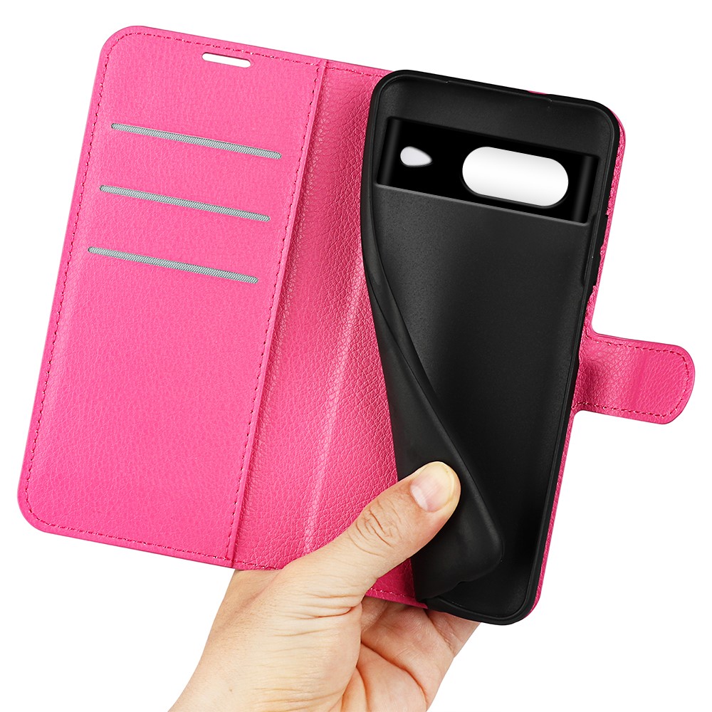  Google Pixel 8 Fodral Litchi Textur Rosa