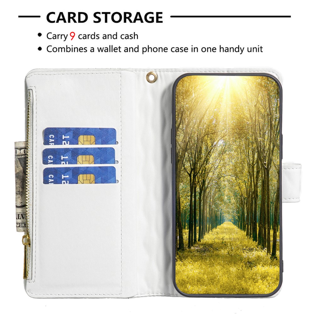 BINFEN BINFEN Galaxy S23 FE Fodral Diamond Multifunktionell Vit