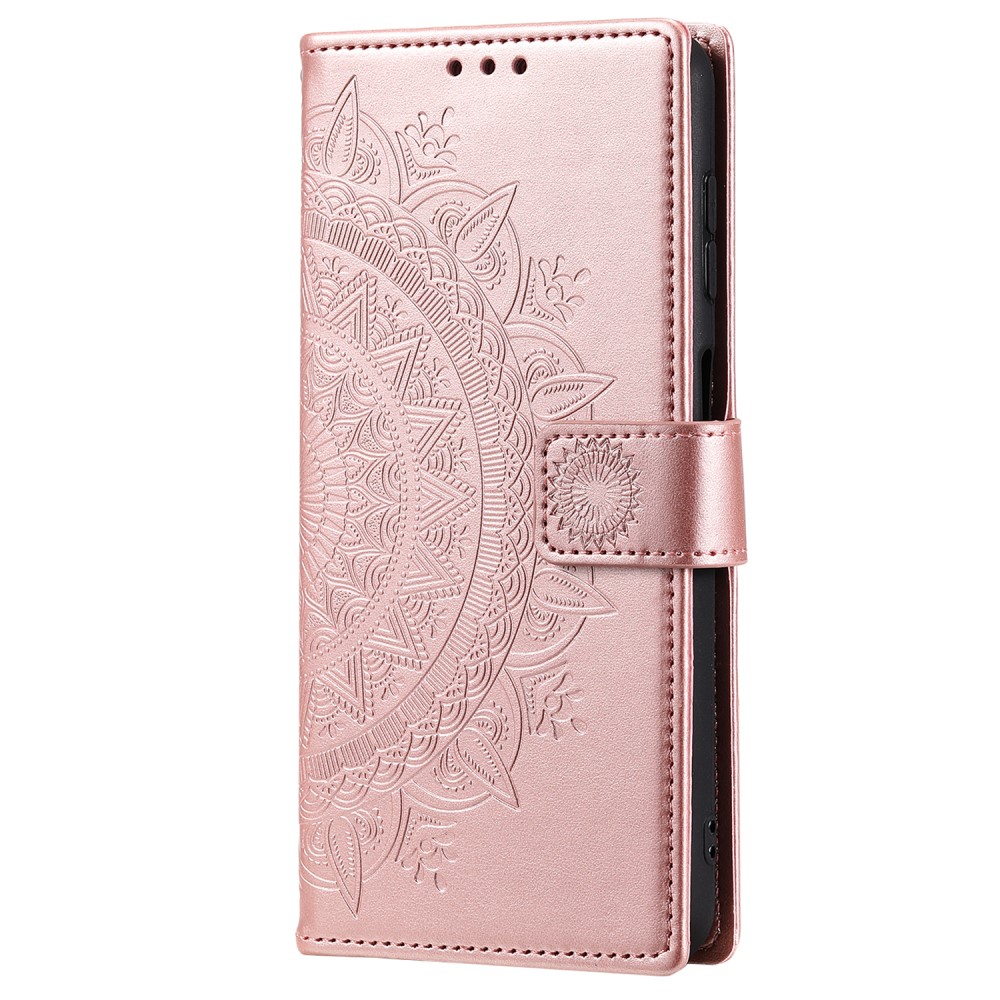  Samsung Galaxy S23 FE Fodral Mandala Läder Roséguld