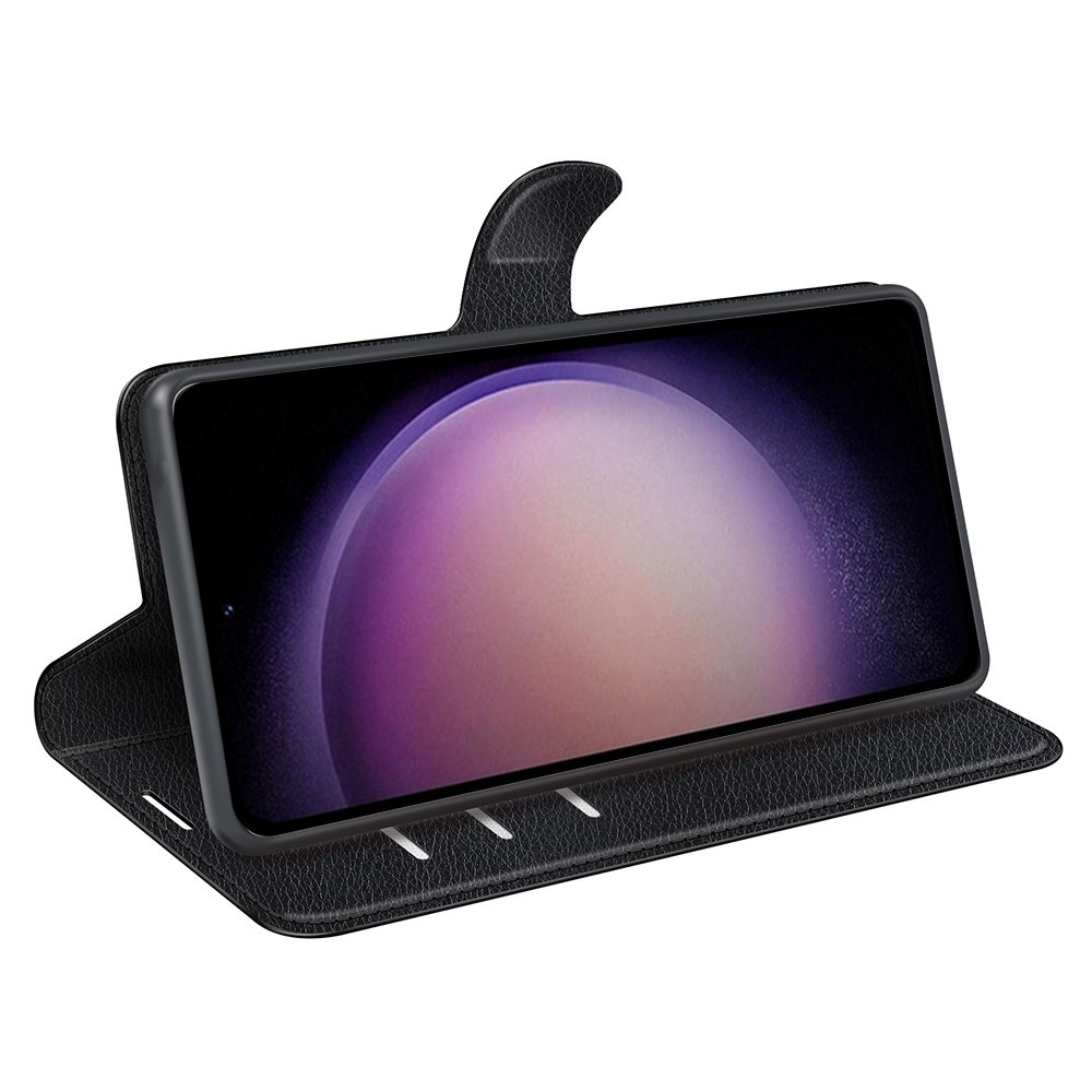  Samsung Galaxy S23 FE Fodral Litchi Textur Svart