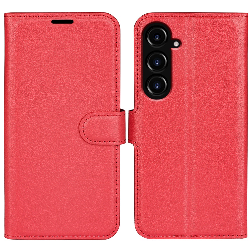  Samsung Galaxy S23 FE Fodral Litchi Textur Röd