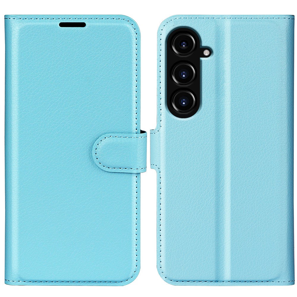  Samsung Galaxy S23 FE Fodral Litchi Textur Ljus Blå