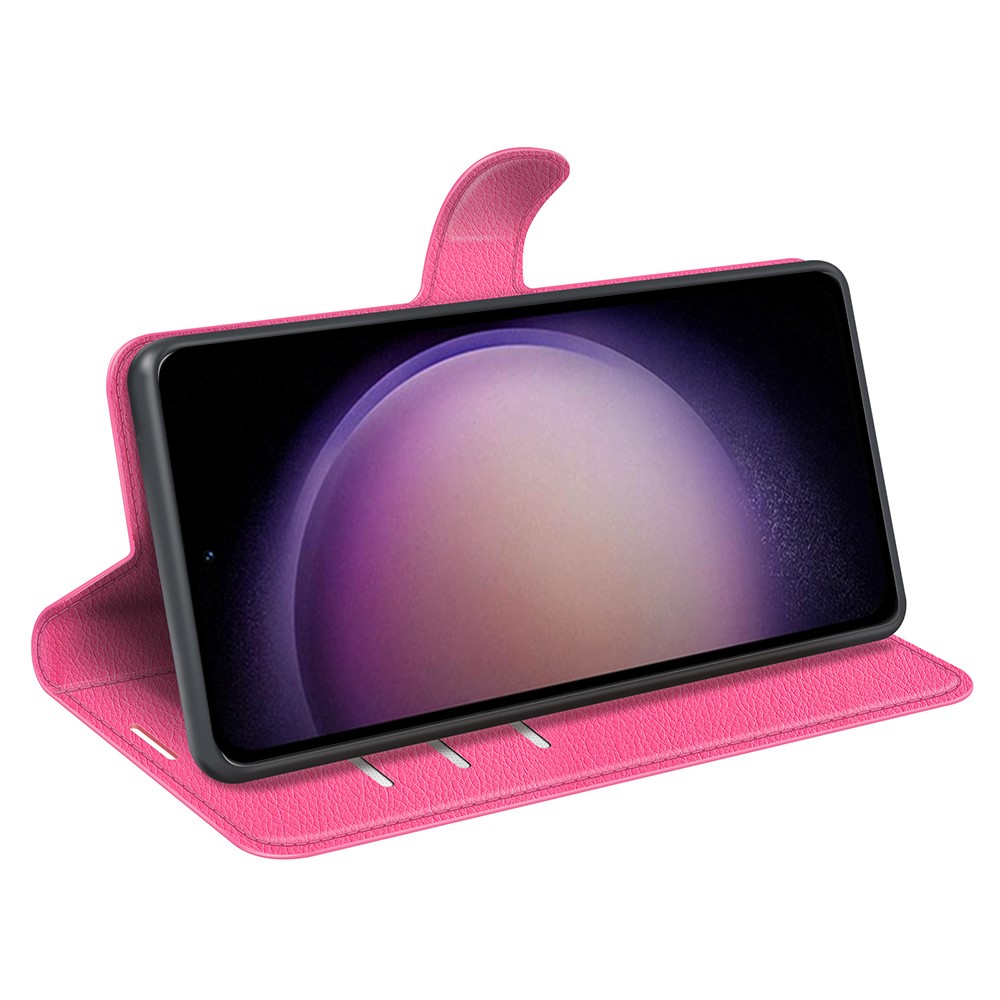  Samsung Galaxy S23 FE Fodral Litchi Textur Rosa
