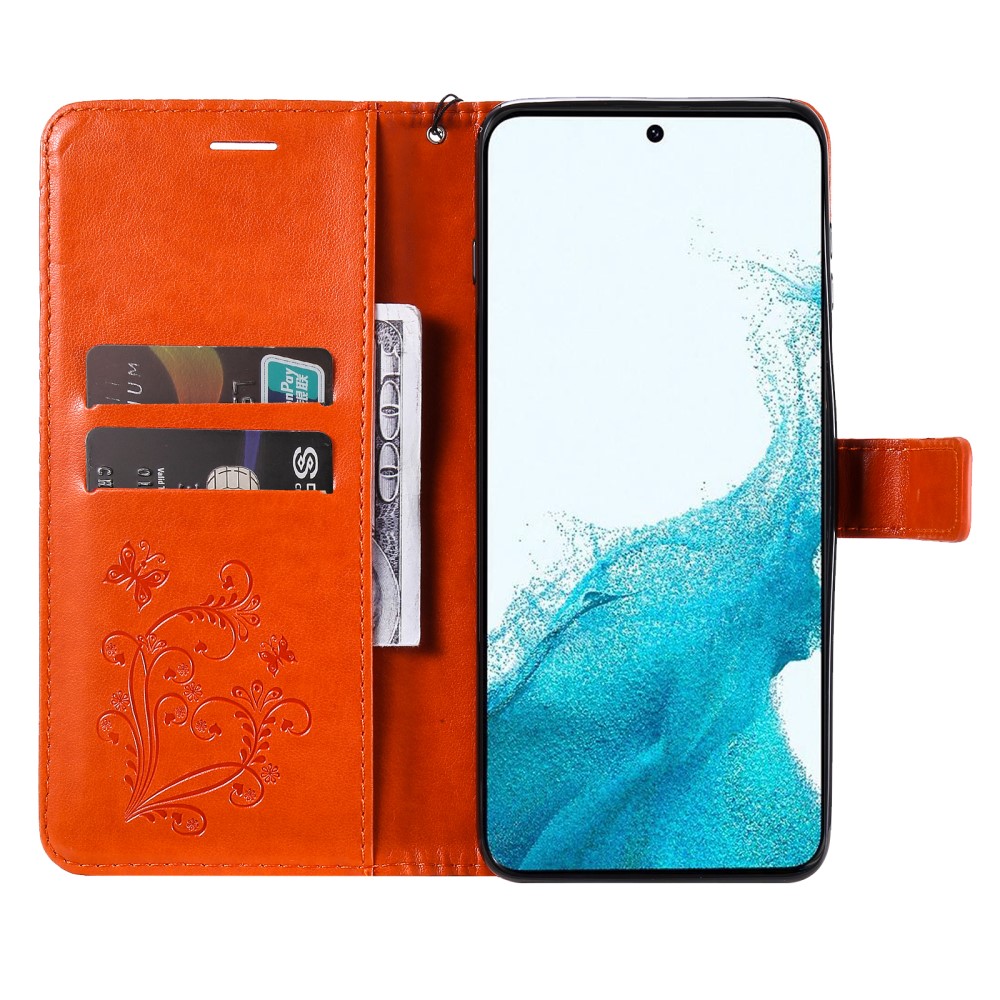  Samsung Galaxy S23 FE Fodral Tryckta Fjärilar Orange