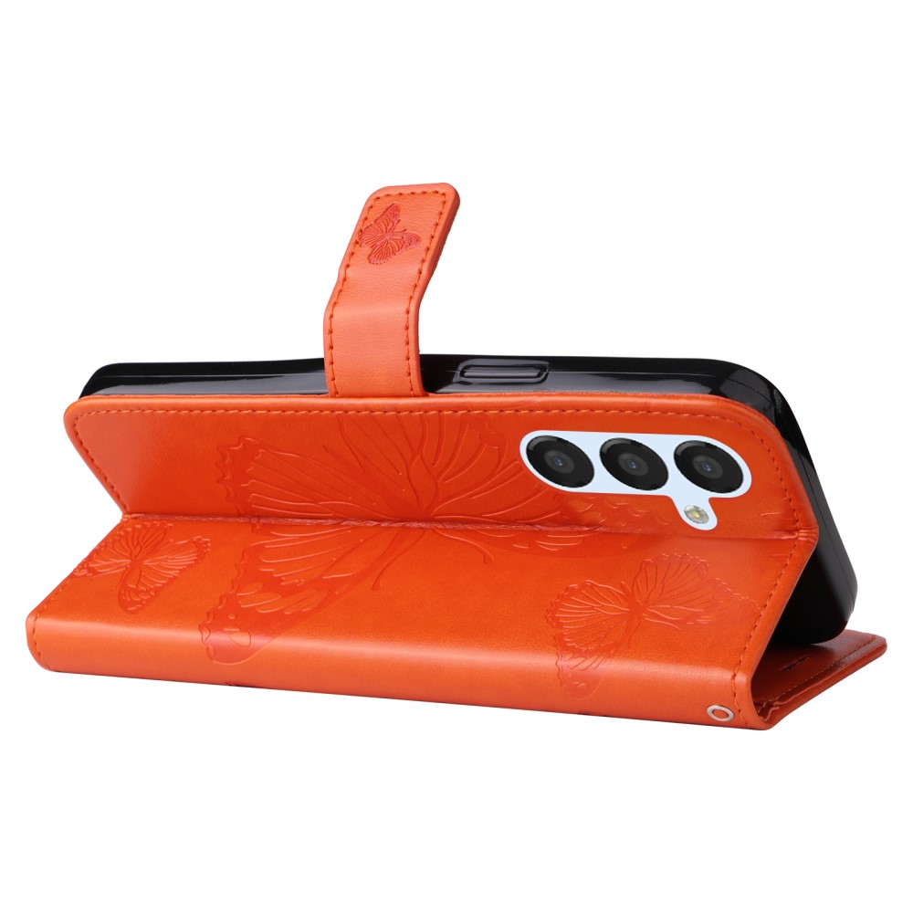  Samsung Galaxy S23 FE Fodral Tryckta Fjärilar Orange