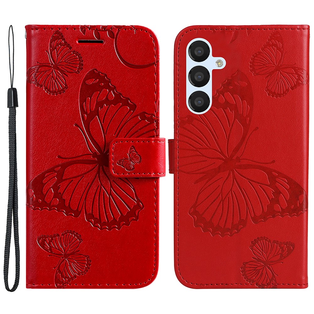  Samsung Galaxy S23 FE Fodral Tryckta Fjärilar Röd