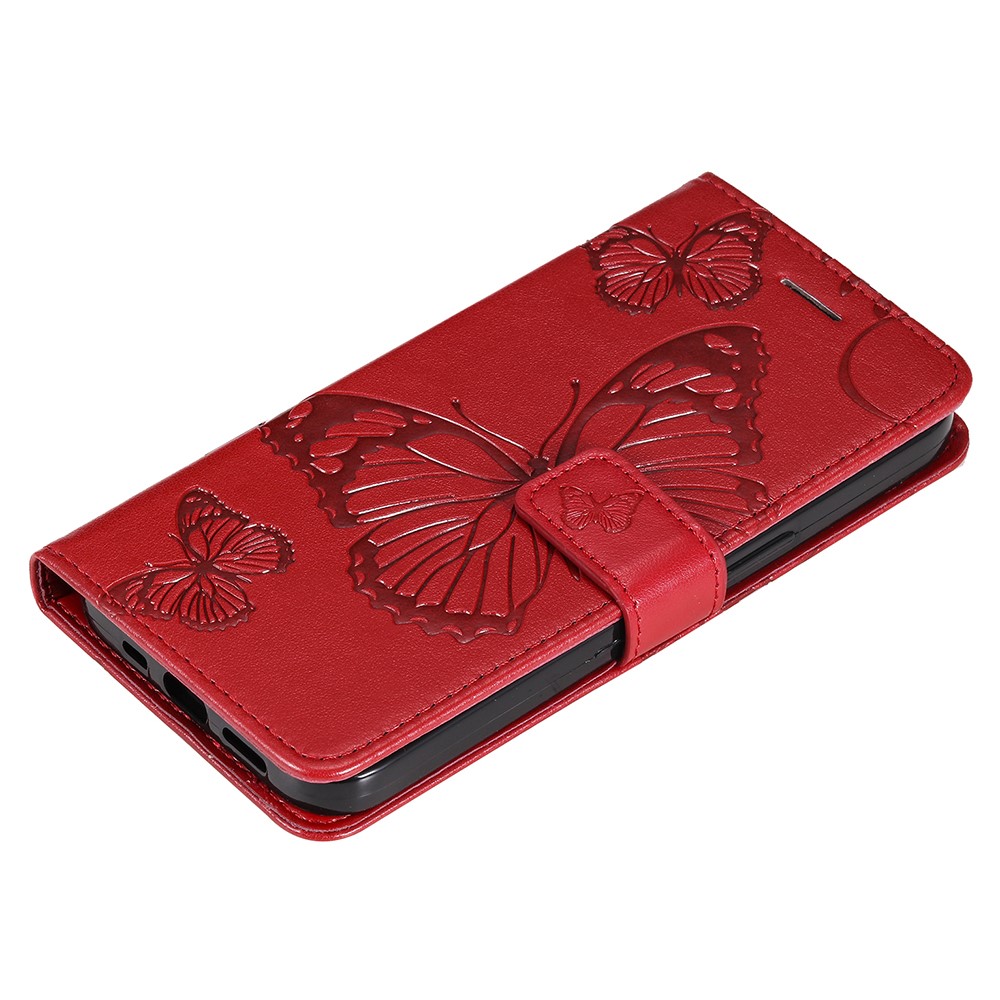  Samsung Galaxy S23 FE Fodral Tryckta Fjärilar Röd