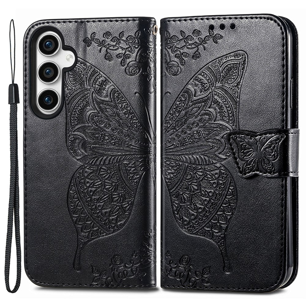  Samsung Galaxy S23 FE Fodral Fjäril Tryck Svart