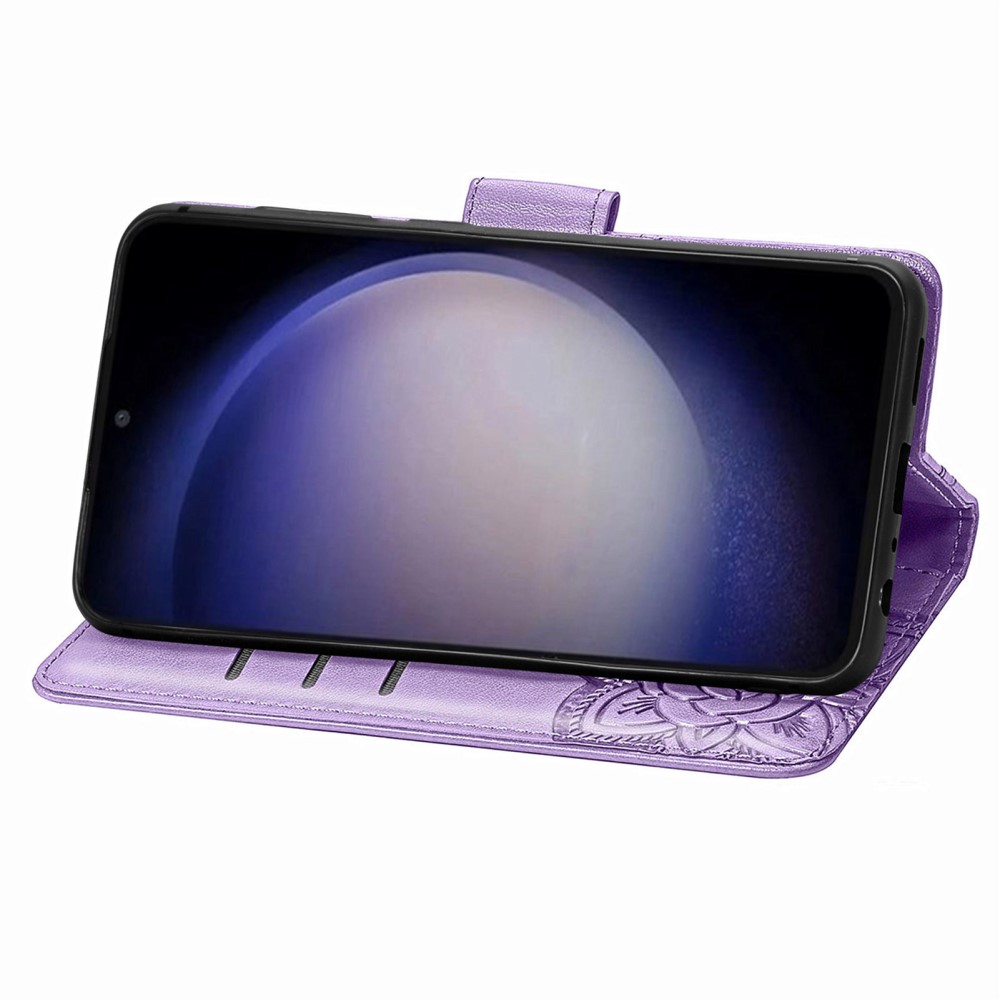  Samsung Galaxy S23 FE Fodral Fjäril Tryck Ljus Lila