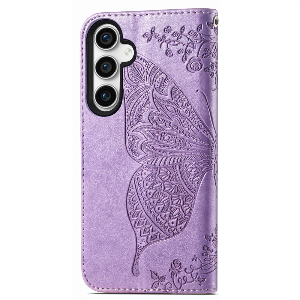  Samsung Galaxy S23 FE Fodral Fjäril Tryck Ljus Lila