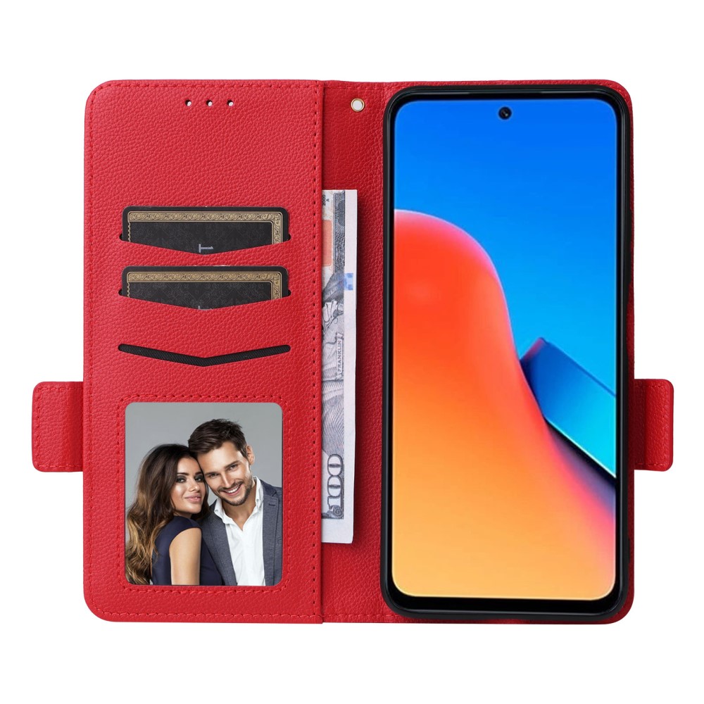  Xiaomi Redmi 12 5G/4G Fodral Litchi Läder Röd