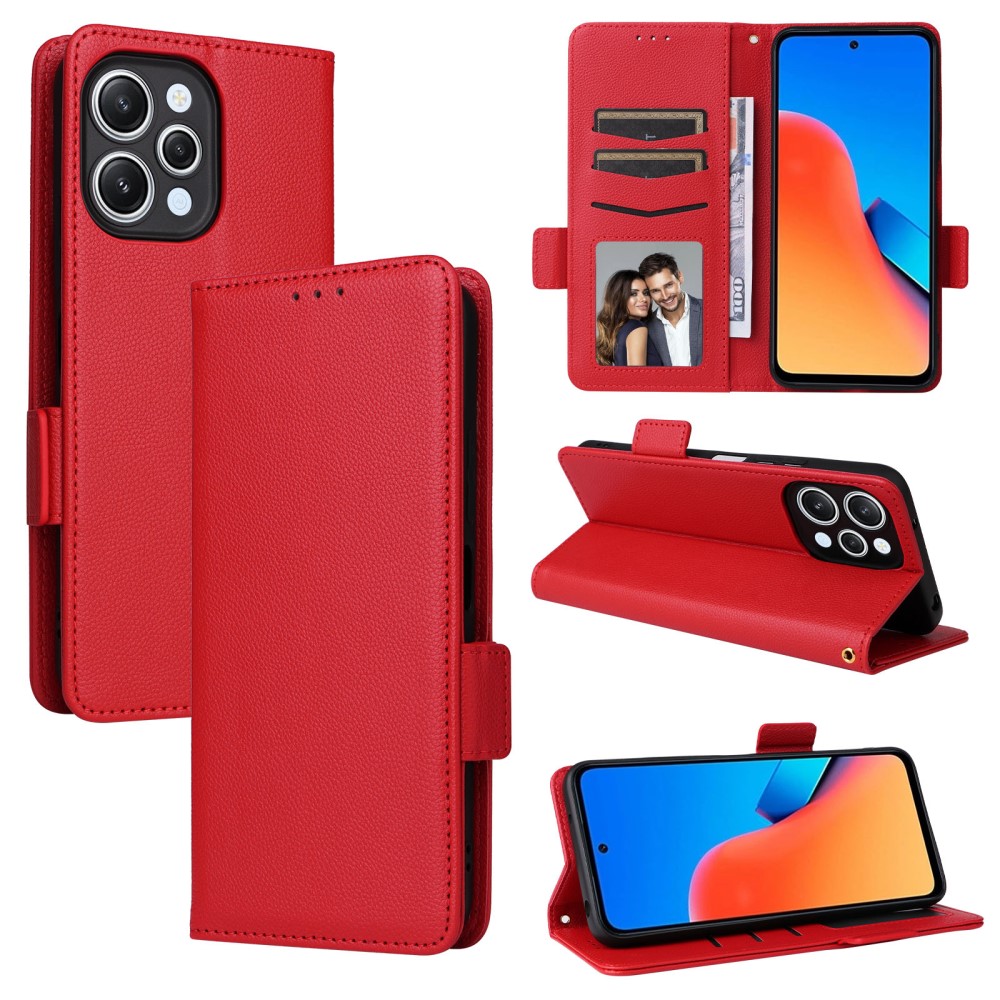  Xiaomi Redmi 12 5G/4G Fodral Litchi Läder Röd
