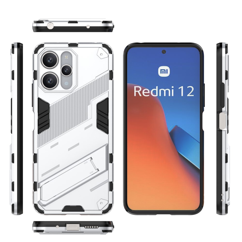  Xiaomi Redmi 12 5G/4G Skal Kickstand Hybrid Armor Vit