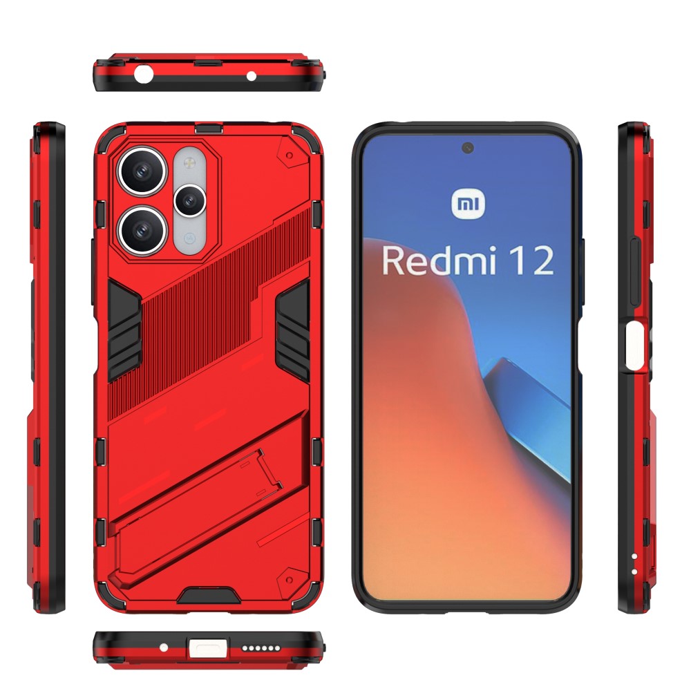  Xiaomi Redmi 12 5G/4G Skal Kickstand Hybrid Armor Röd