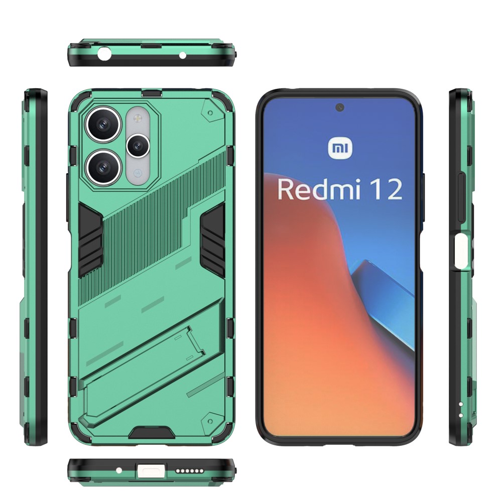  Xiaomi Redmi 12 5G/4G Skal Kickstand Hybrid Armor Grön