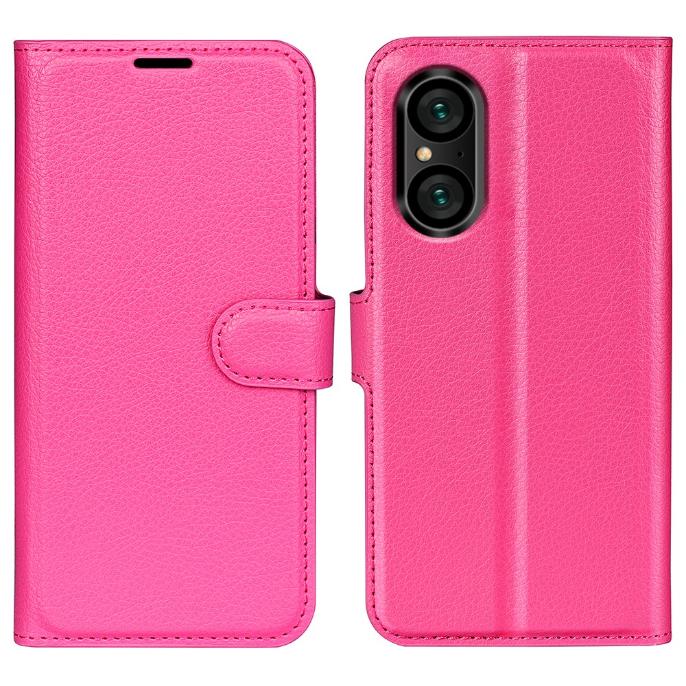  Sony Xperia 5 V Fodral Litchi Textur Rosa