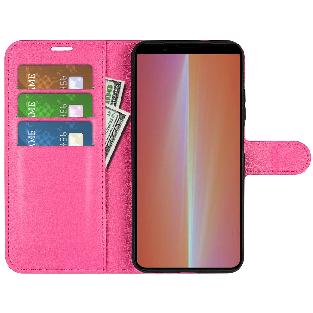  Sony Xperia 5 V Fodral Litchi Textur Rosa