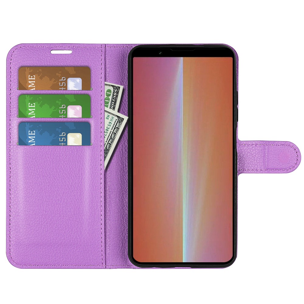 Sony Xperia 5 V Fodral Litchi Textur Lila
