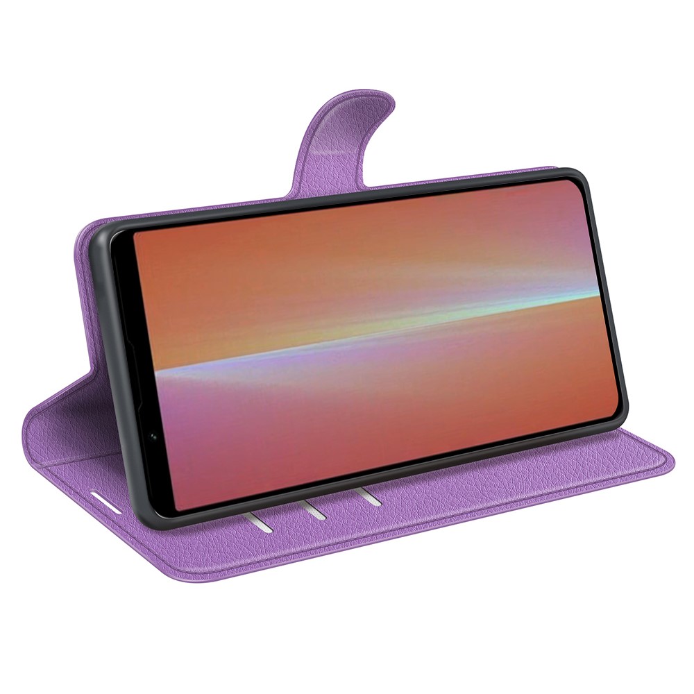  Sony Xperia 5 V Fodral Litchi Textur Lila