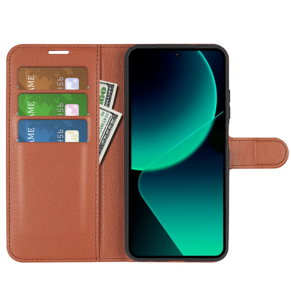  Xiaomi 13T / 13T Pro Fodral Litchi Läder Brun