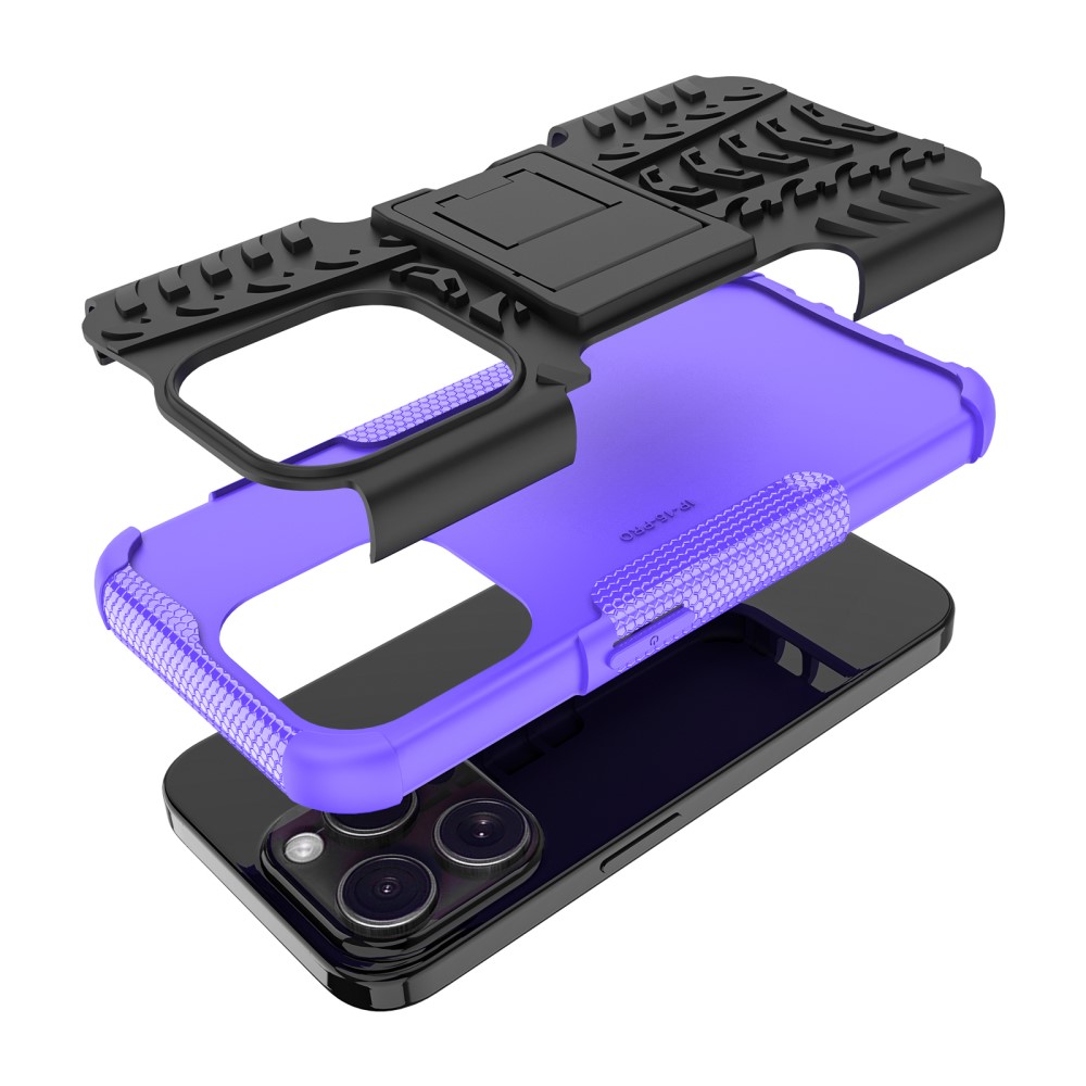  iPhone 15 Pro Max Stöttåligt Skal med Stöd Lila