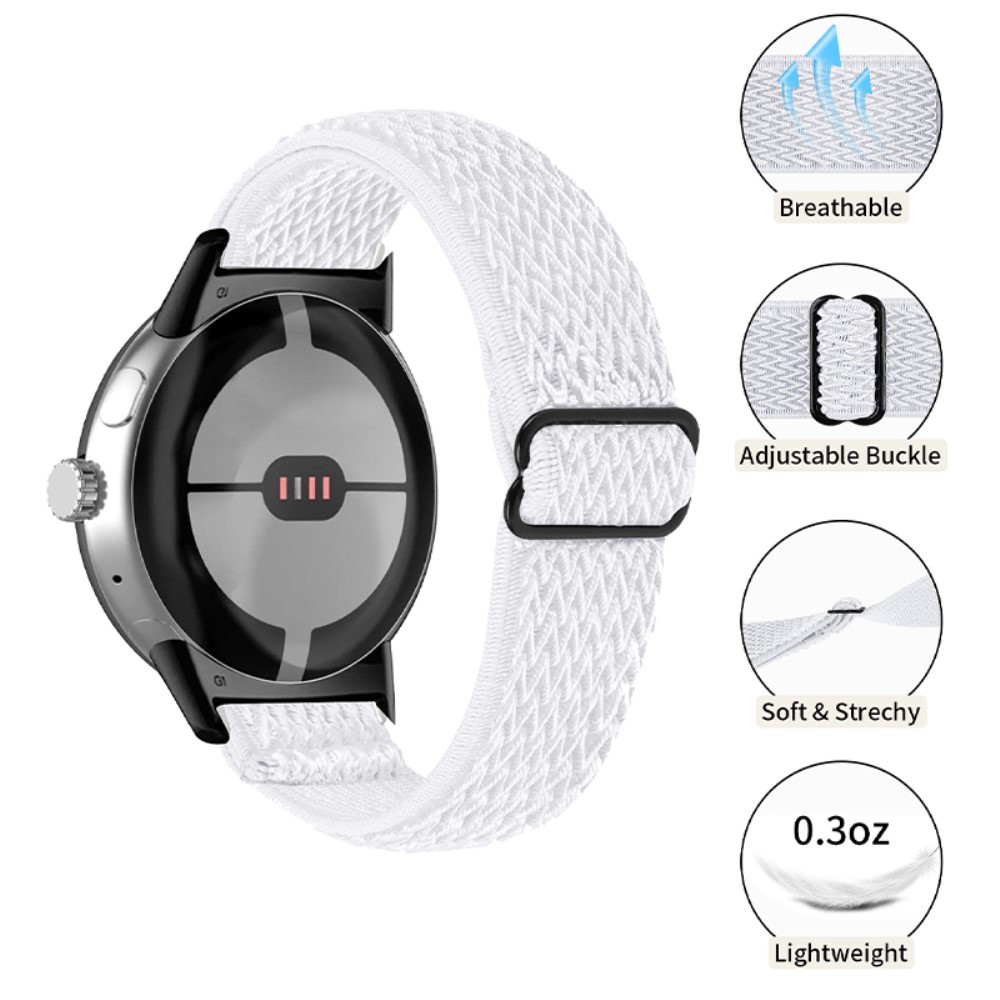  Google Pixel Watch / Watch 2 Justerbart Nylon Armband Vit