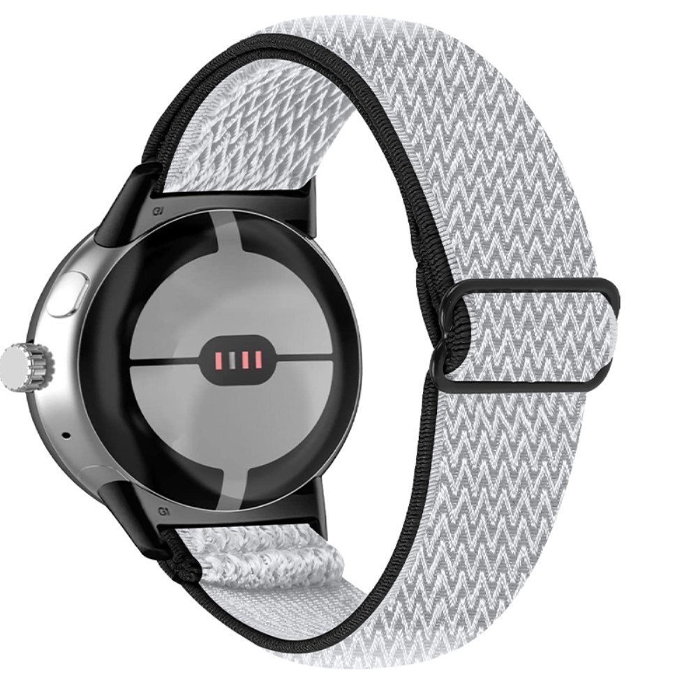  Google Pixel Watch / Watch 2 Justerbart Nylon Armband Svart/Vit