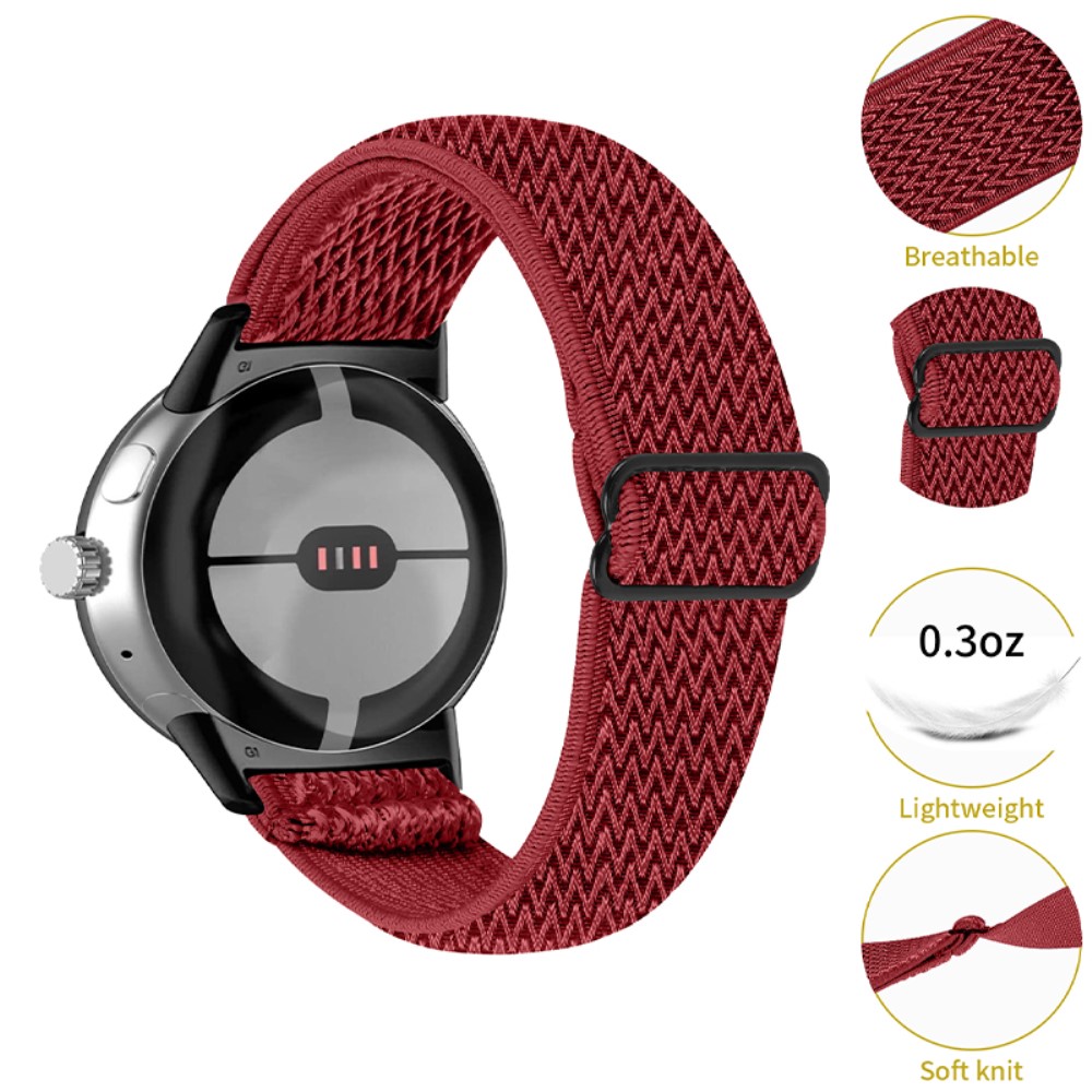  Google Pixel Watch / Watch 2 Justerbart Nylon Armband Röd