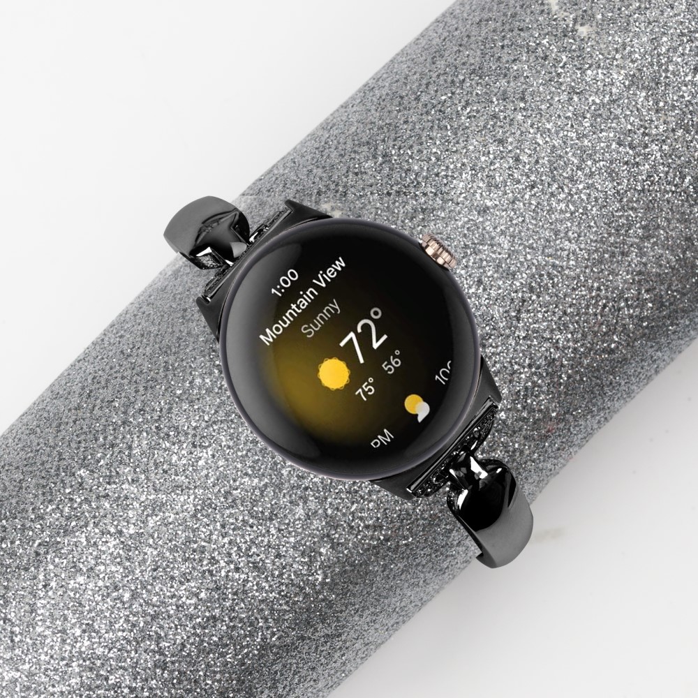  Google Pixel Watch / Watch 2 Metal Bling Armband Svart