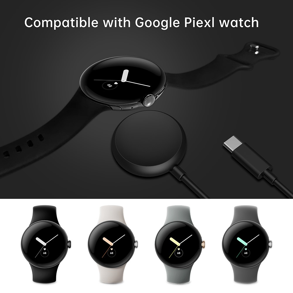  1m Magnetisk USB-C Laddare Google Pixel Watch Svart