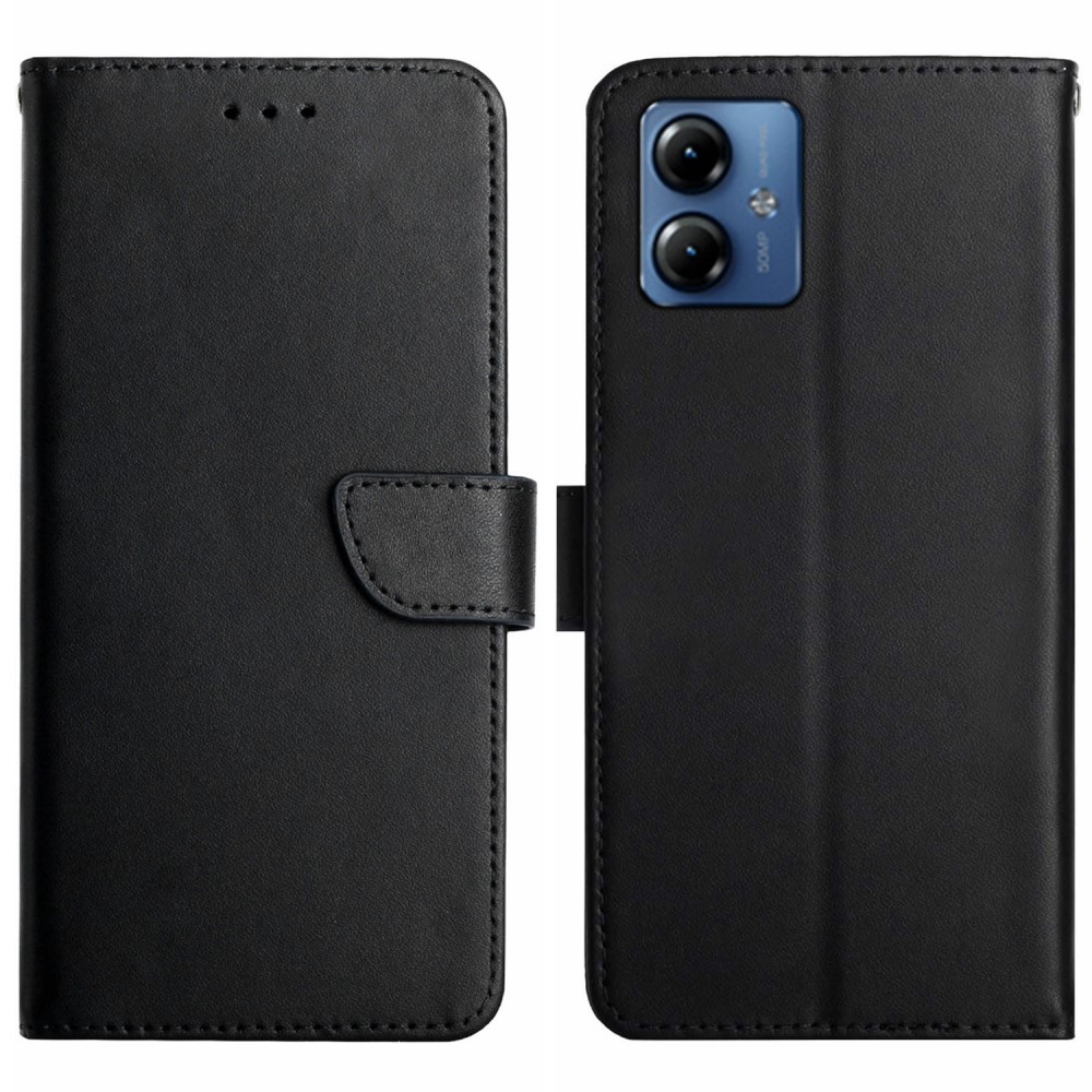  Motorola Moto G54 5G Fodral Äkta Läder Svart