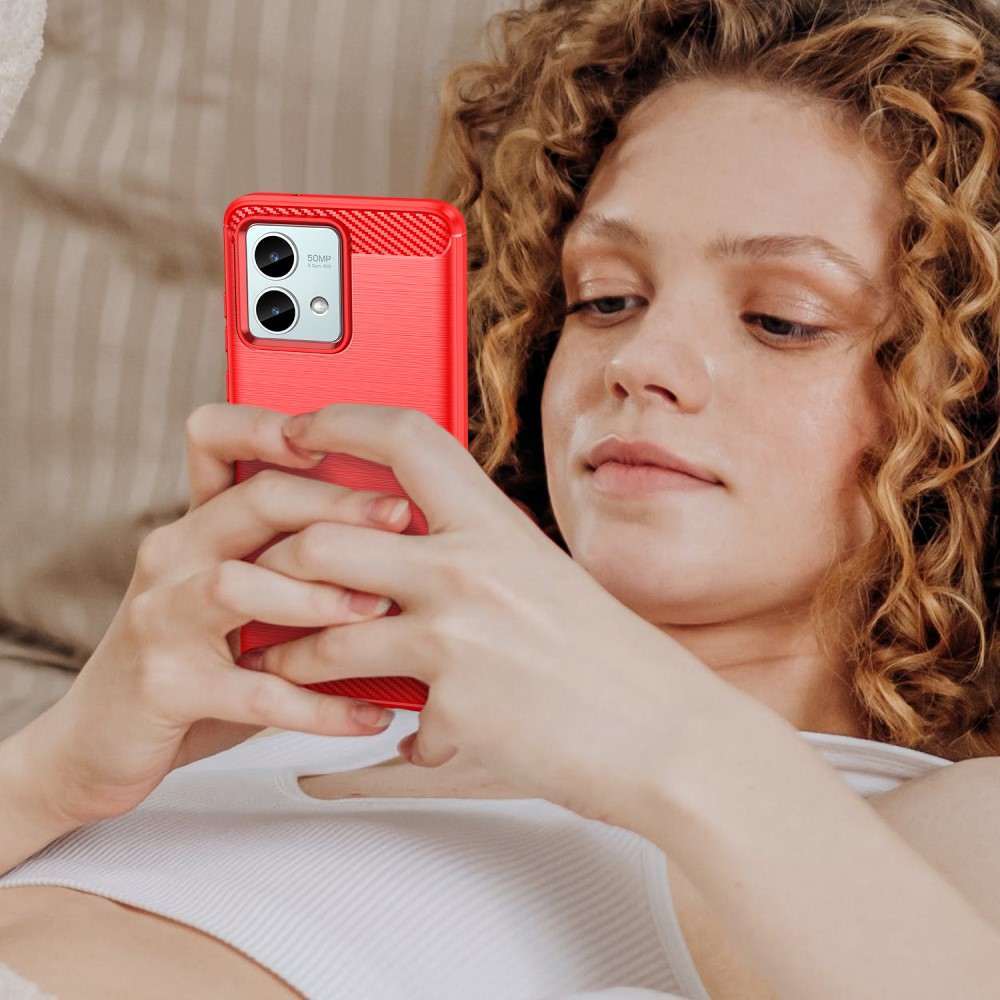  Motorola Moto G84 5G Skal Borstad Stål Textur Röd
