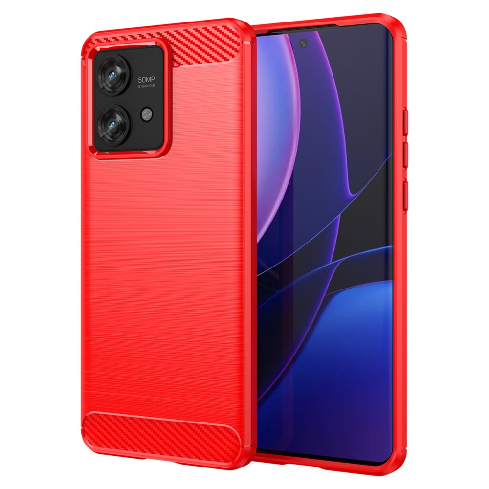  Motorola Edge 40 Neo 5G Skal Borstad Stål Textur Röd