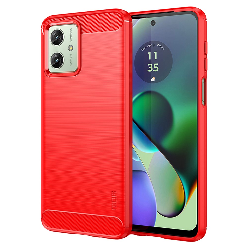 MOFI MOFI Motorola Moto G54 5G Skal Borstad Stål Textur Röd