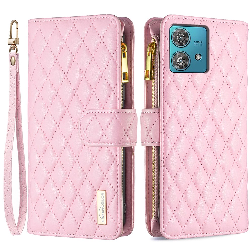 BINFEN BINFEN Motorola Edge 40 Neo 5G Fodral Multifunktionell Diamond Rosa